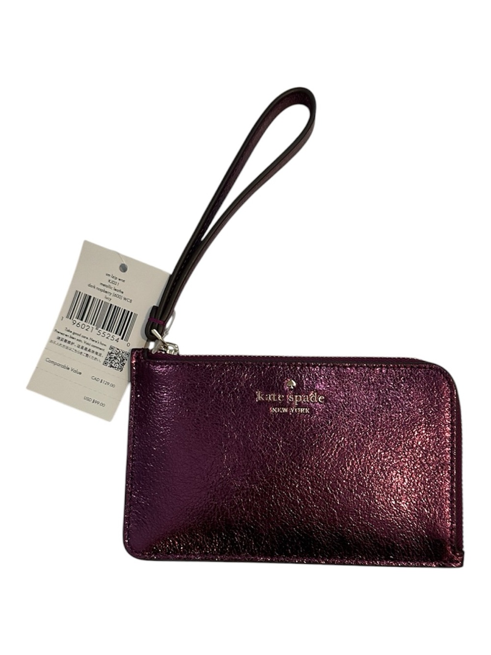 Kate Spade Lucy Small L-Zip Wristlet Dark Raspberry NWT - Picture 3 of 11